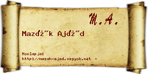 Mazák Ajád névjegykártya